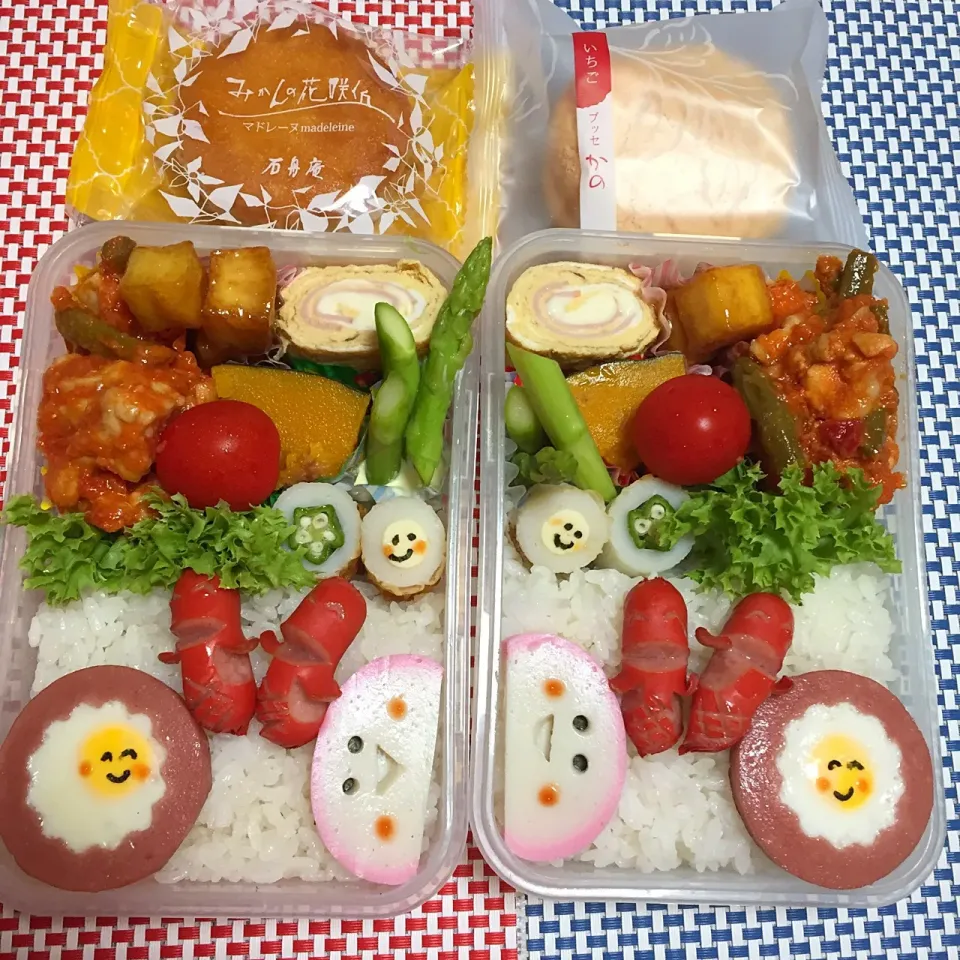 Snapdishの料理写真:2017年8月25日 帰省ムスメ＆オレ弁当♪|クッキングおやぢさん