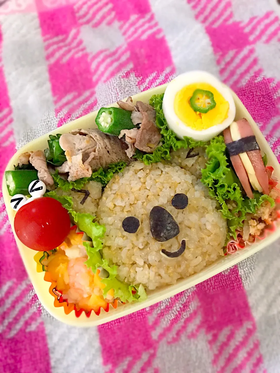 Snapdishの料理写真:【コアラのマーチ】学童弁当〜発芽玄米・豚肉オクラ梅しそ巻き・おから・ハムチーズetc〜 #キャラ弁 #コアラのマーチ#学童弁当#夏休み学童弁当#夏休み#夏休み弁当|華恋さん