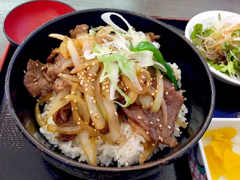 Snapdishの料理写真:牛焼肉丼〜三石昆布温泉|ドキンちゃんさん