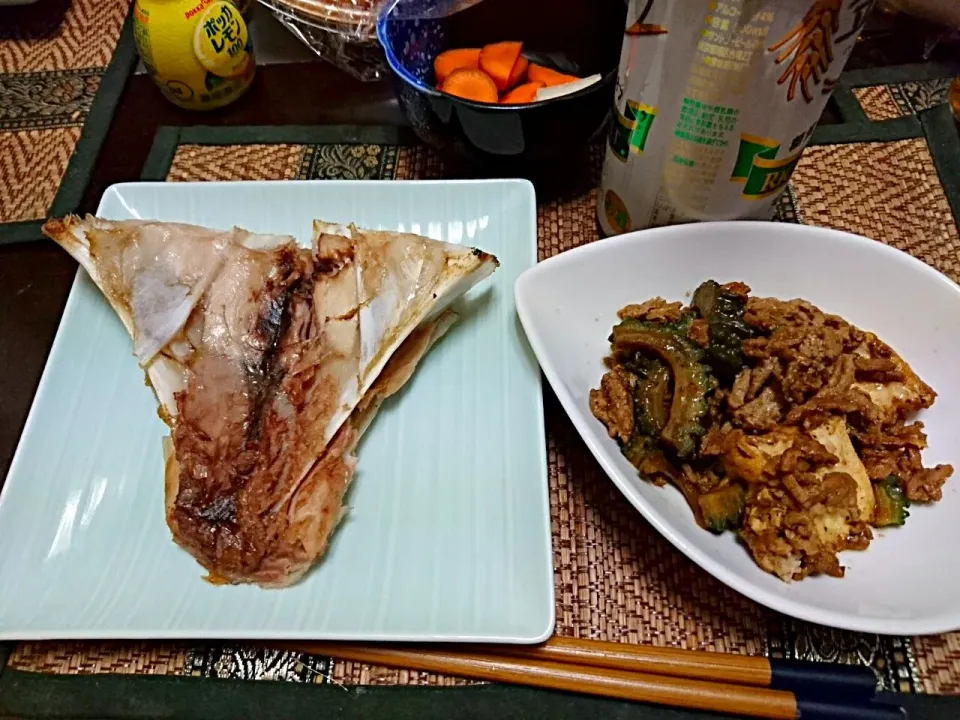 マグロの顎&ゴーヤとひき肉と厚揚げ|まぐろさん