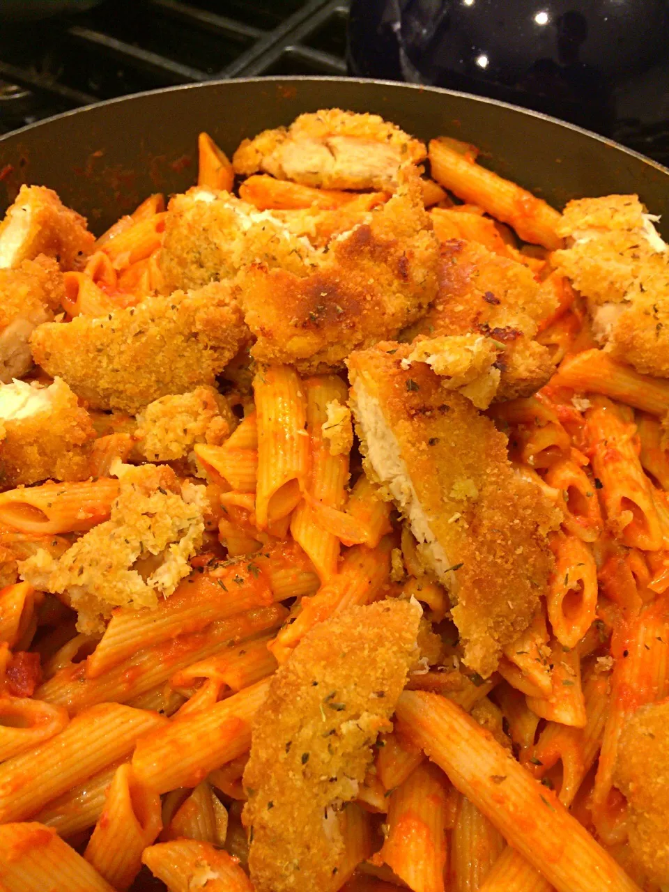 Old World New World Weastern Pasta with Panko Crusted Chicken Breast|Jonathan Aさん