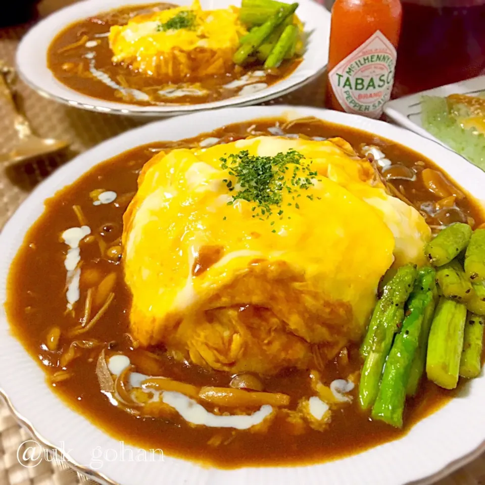 「とろとろオムライス」キノコのデミグラスソースがけ👩🏼‍🍳💛🍄|新妻ゆかち飯さん