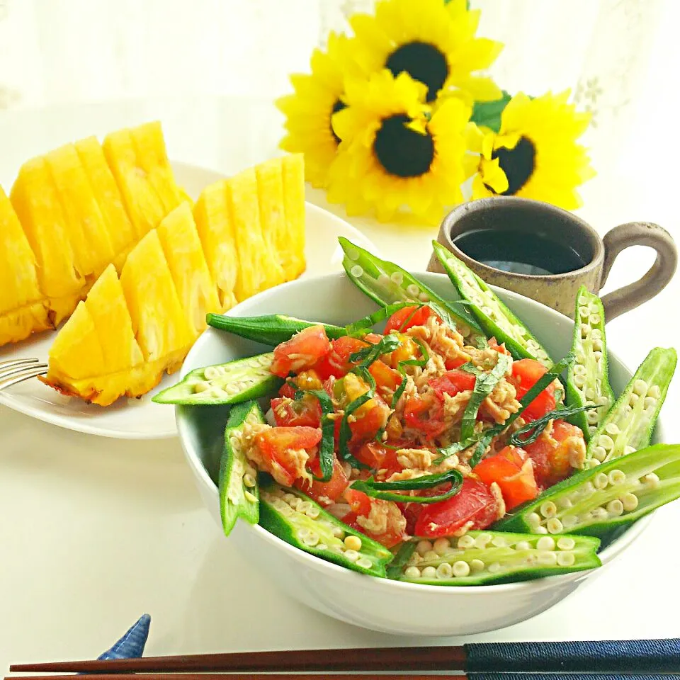 ⭐Tomato and tuna somen noodles 🍅トマトツナ素麺。夏休みの昼ごはん #うちごはん #おうちごはん #ランチ#スナックパイン|まめさん