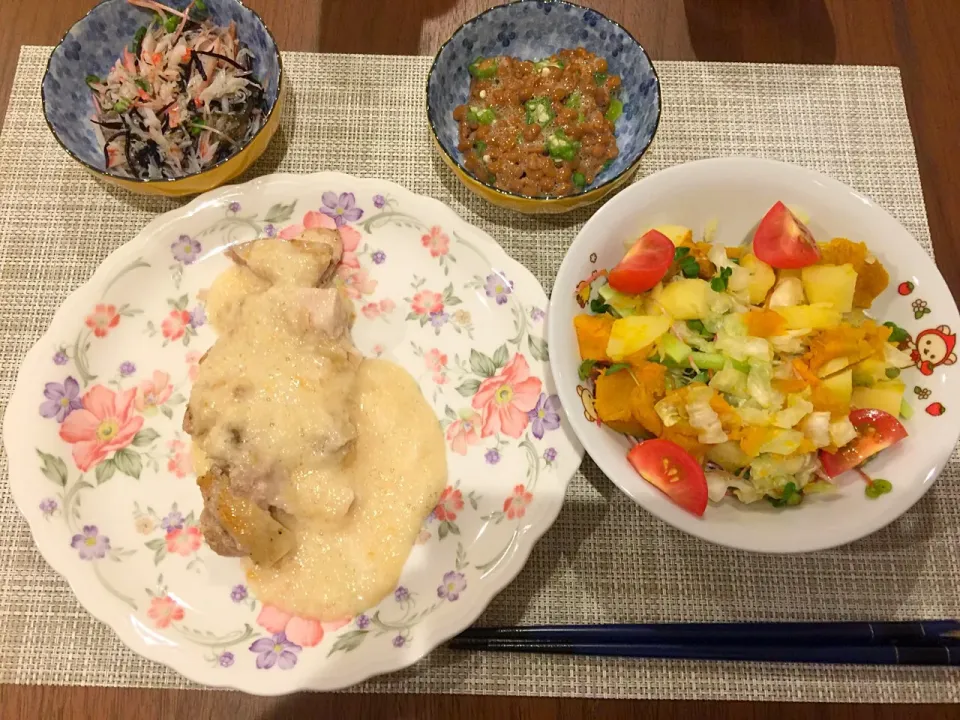 Snapdishの料理写真:鶏モモ肉ソテーのみそとろろがけ|浜@ちゃんさん