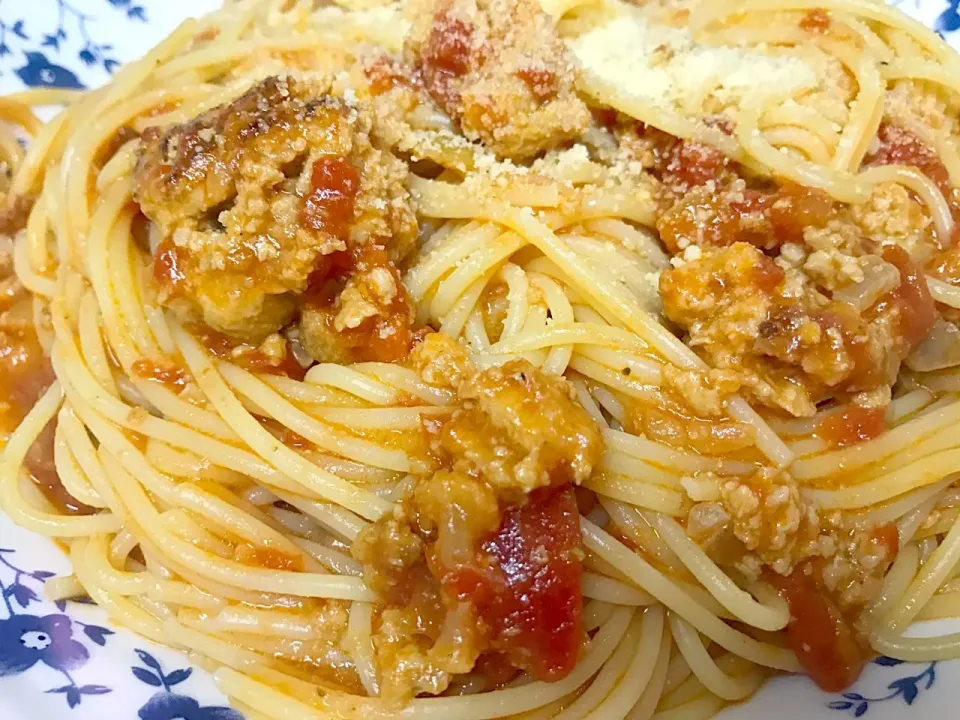 ミートボールトマトソーススパゲッティ🍝|かずえさん