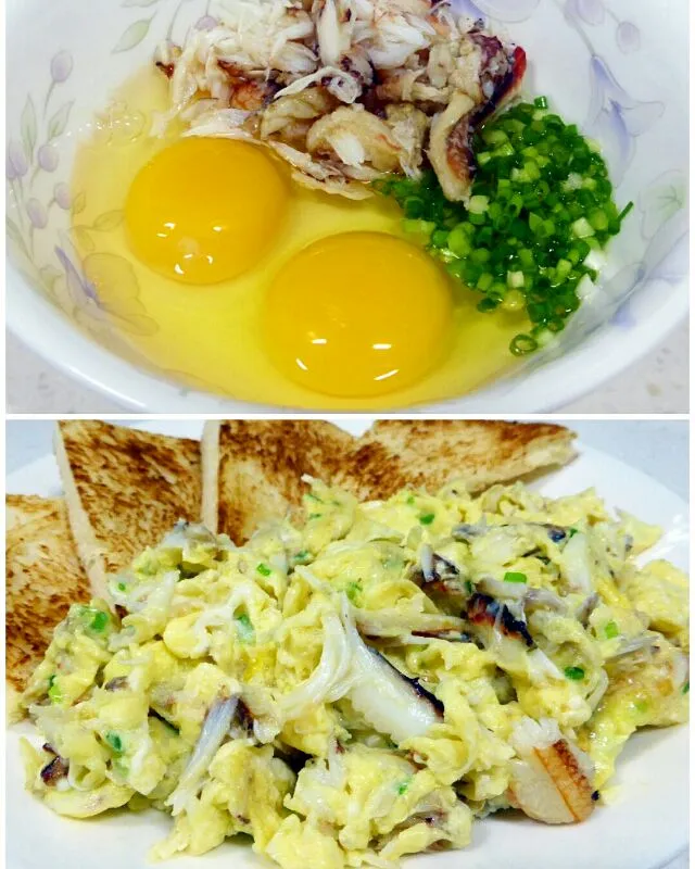 Crab meat scrambled eggs|steven z.y.さん