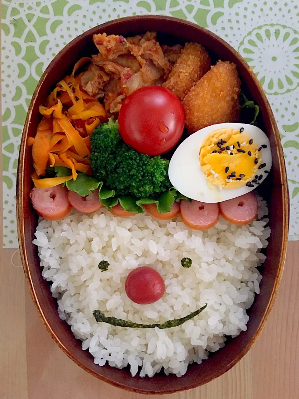 Snapdishの料理写真:夫お弁当
#豚キムチ
#にんじんしりしり
#魚フライ|かねしろ食堂さん