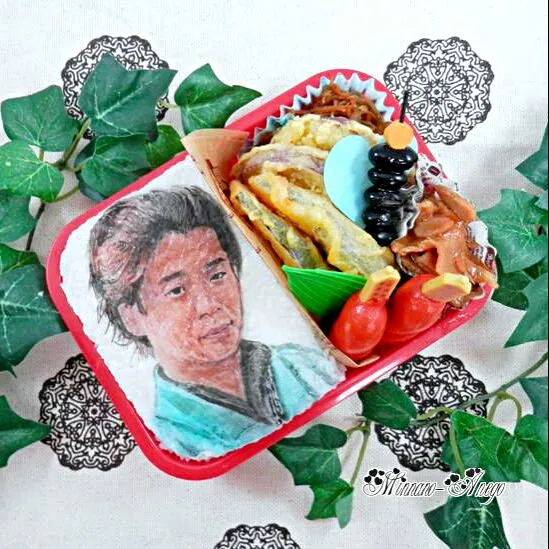 おんな城主 直虎『中野直之/矢本悠馬』弁当
 #オブラートアート
 #似顔絵弁当|みんなのあねごさん