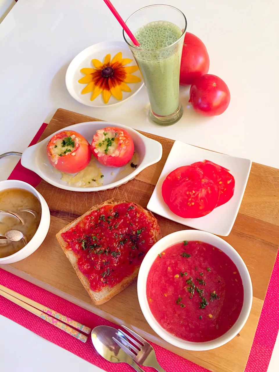 朝ごはんは勝負飯( ◠‿◠ )
トマトづくしメニュー🍅
リコピンたっぷり💖💖💖🤗|はみちゃんさん