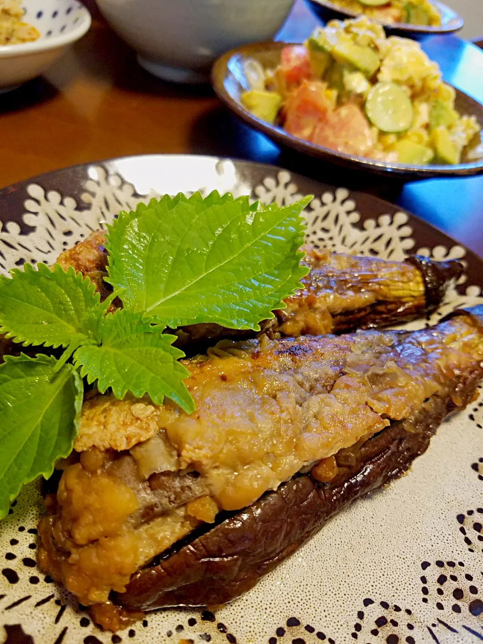 🍆茄子の挽き肉挟み揚げ|ふりるさん