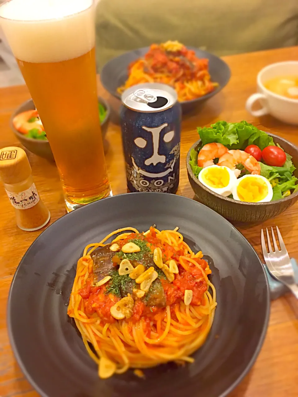 茄子とツナのトマトソースパスタ🍝|なかじー。さん