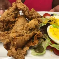 Snapdishの料理写真:Catfish Nuggets and Salad.|Tanya Wallerさん