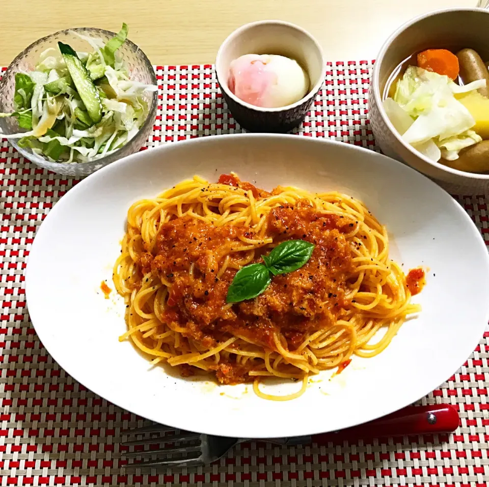 Snapdishの料理写真:#パスタ#かにトマトクリームパスタ#蟹缶#ポトフ|rieさん