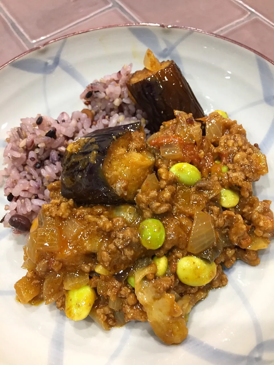 茄子と枝豆のドライカレー|つみぼんさん