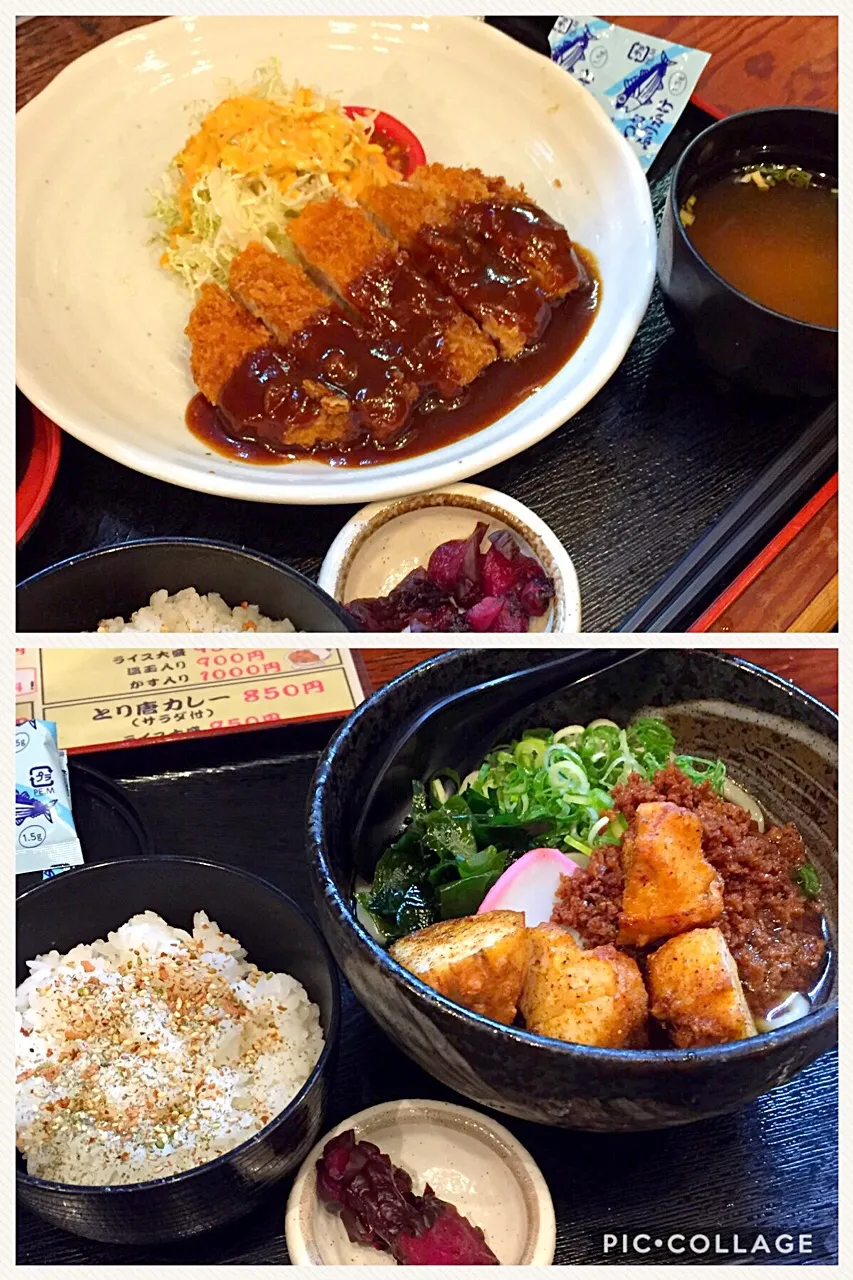 から揚げ肉そぼろうどん、ロースとんかつ定食*\(^o^)/*|すかラインさん