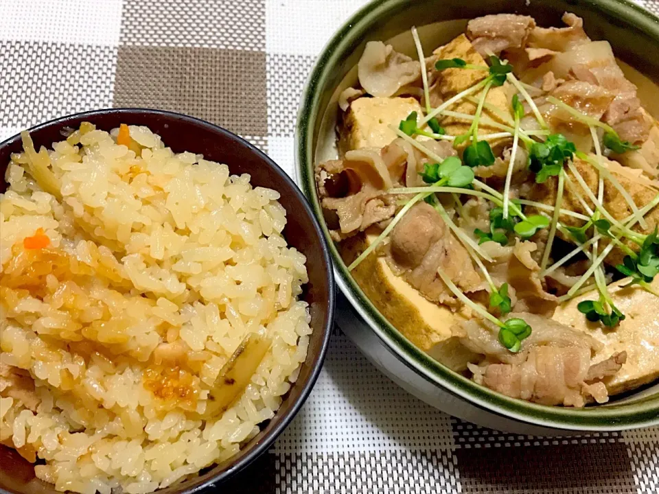 鶏ごぼうご飯
肉豆腐|あーさんさん