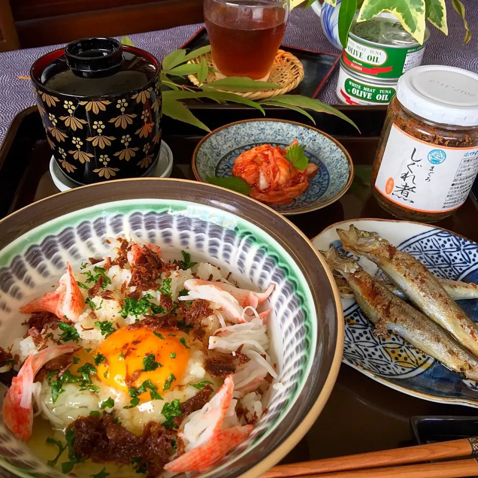 TKG（卵かけごは〜ん）で 休日の朝食❣️ シシャモもあるでよっ✨✨|paaruさん