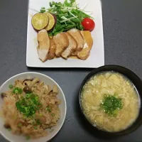 #鶏ムネ さっぱり煮 #炊き込みご飯 #かき玉汁|みさとさん