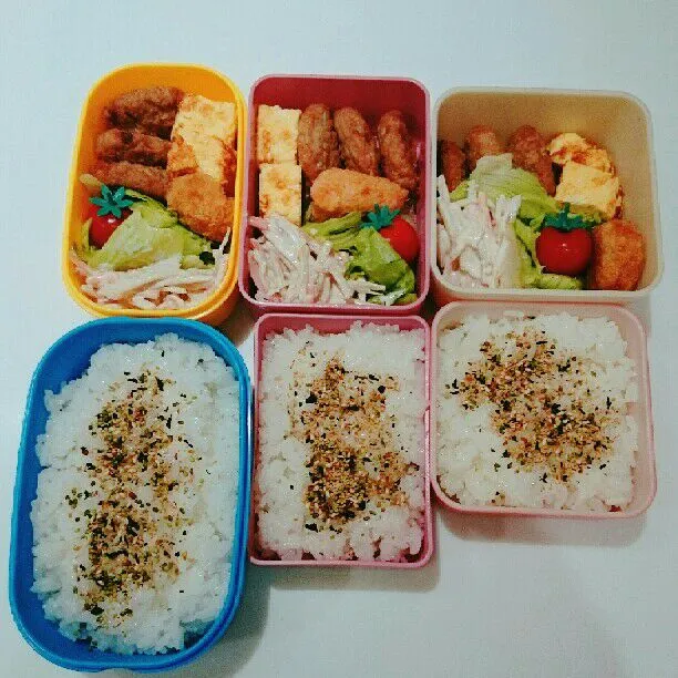 Snapdishの料理写真:9/4(月)の3人弁当🍱|ふみぃさん