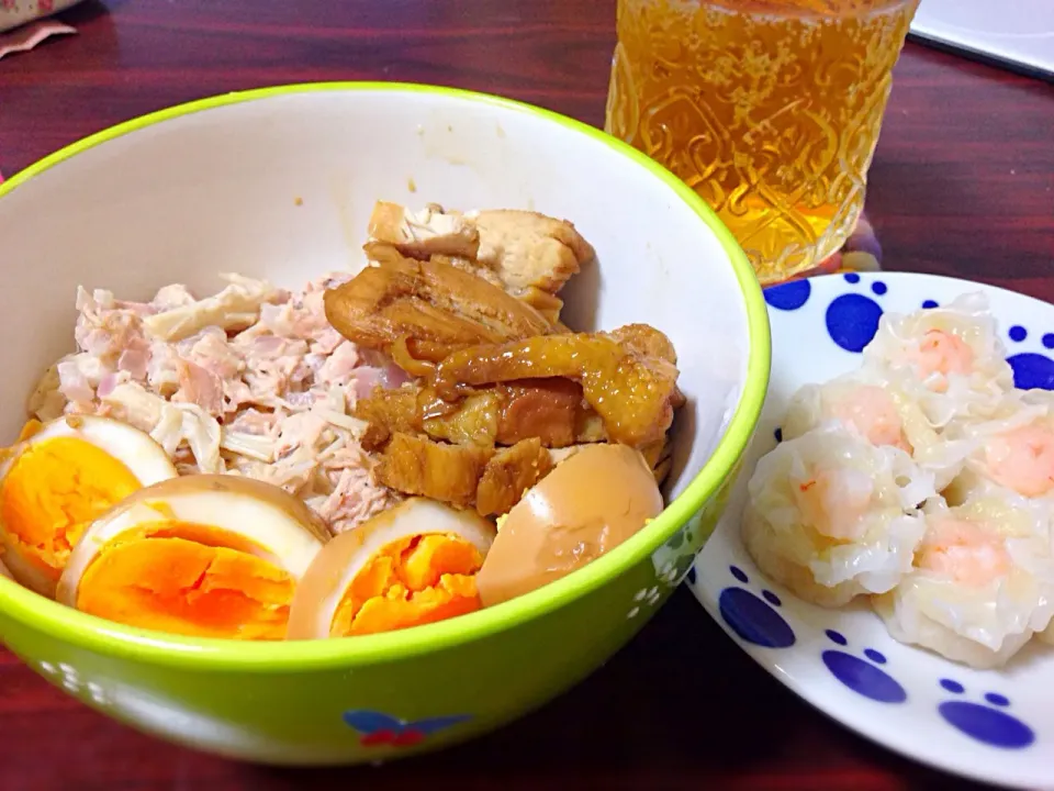 ツナマヨチャーシュー鶏丼。|あゆみさん