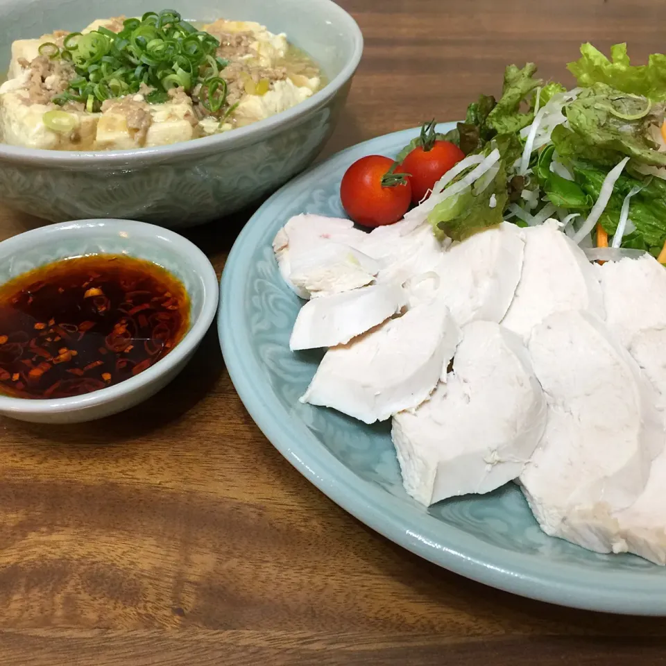 よだれ鶏と豆腐とひき肉のあんかけ|accoさん