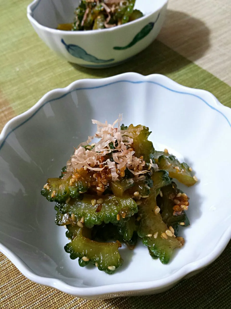 Snapdishの料理写真:cocoaさんのゴーヤの胡麻煮〜bitter gourd with soy sauce and sesame|おちゃわんさん