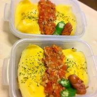 Snapdishの料理写真:オム焼きそば弁当✨|きょうこさん