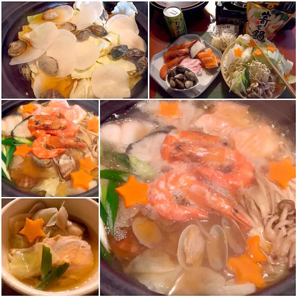 A mixed Pot(of seafood&vegetables cooked at the table)🍲寄せ鍋⁈|🌈Ami🍻さん