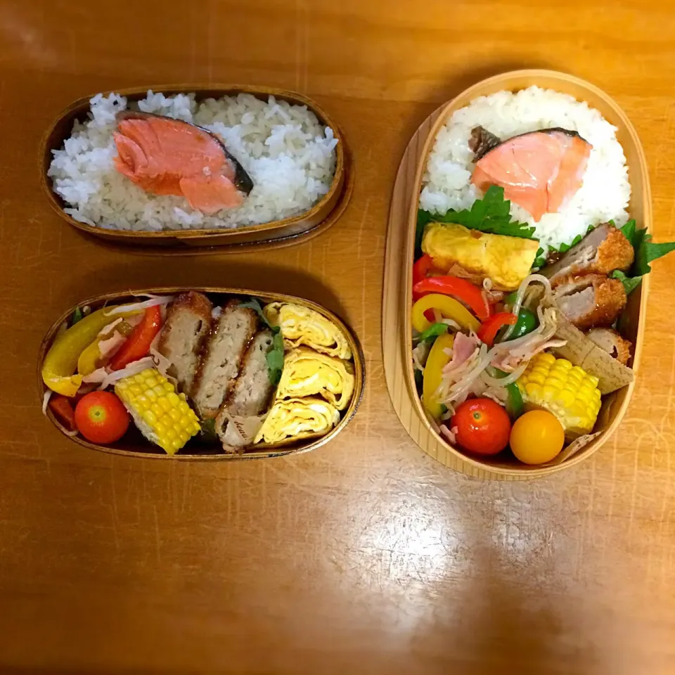 女子高生弁当#2人ぶん#メンチカツ#卵焼き#野菜炒め#|Eriko  Naraさん