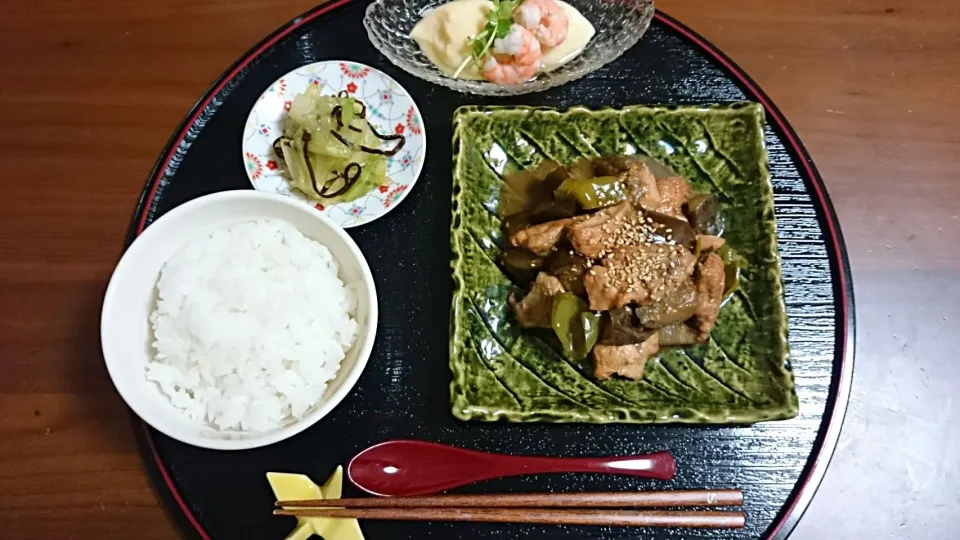 夜ご飯🍚鮭照り南蛮、キャベツ塩昆布和え、玉子豆腐|アンジェさん