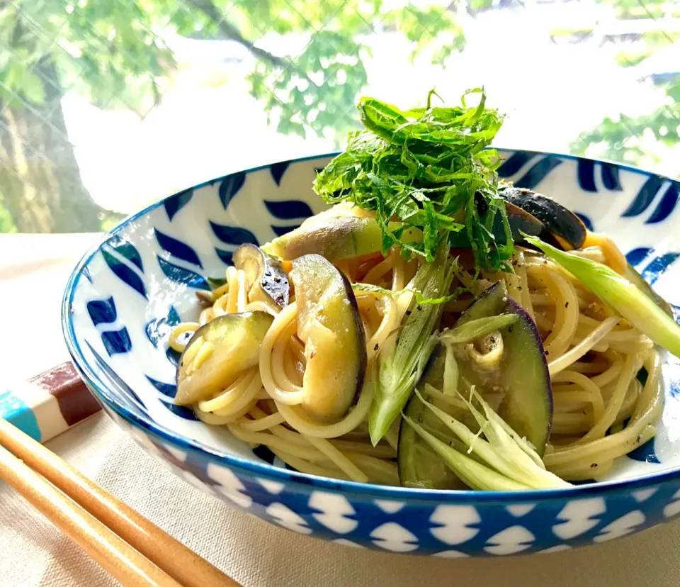 昼ごはん  去り行く夏を想う和風パスタ)Oo｡.（´-`）|砂雪さん