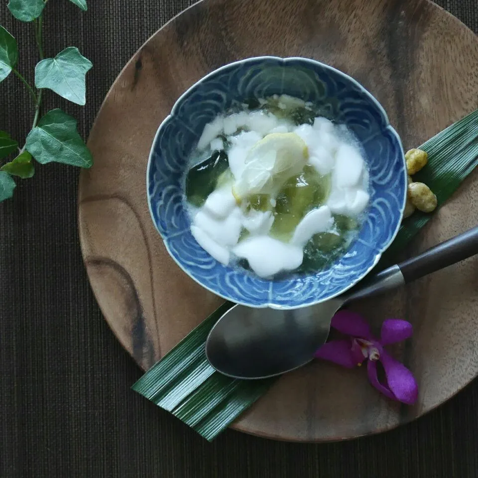 パンダンリーフとココナツミルクのアガー Coconut and Pandan Agar|まちまちこさん