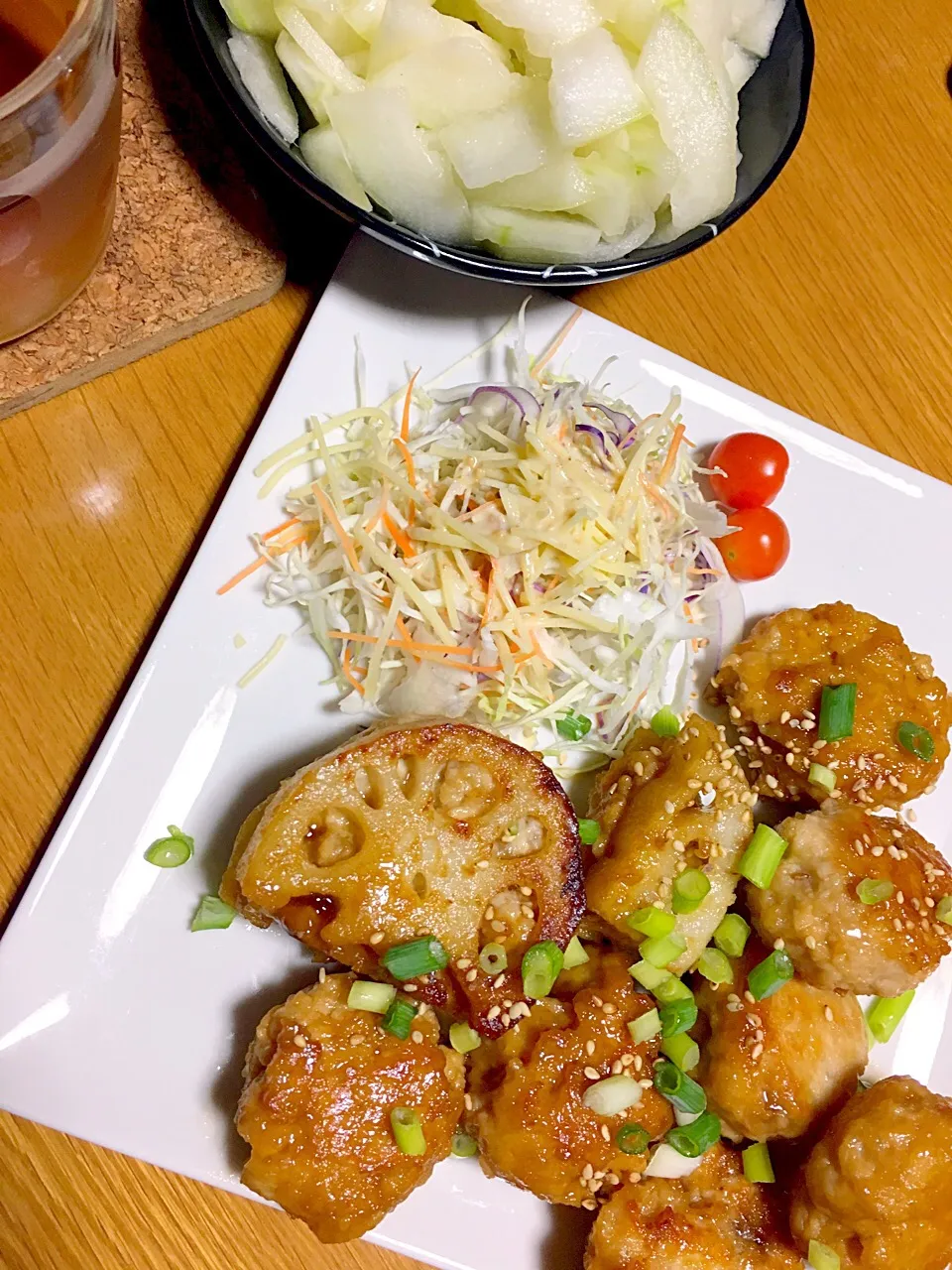 蓮根はさみ焼きと瓜の漬物|ゆうりさん