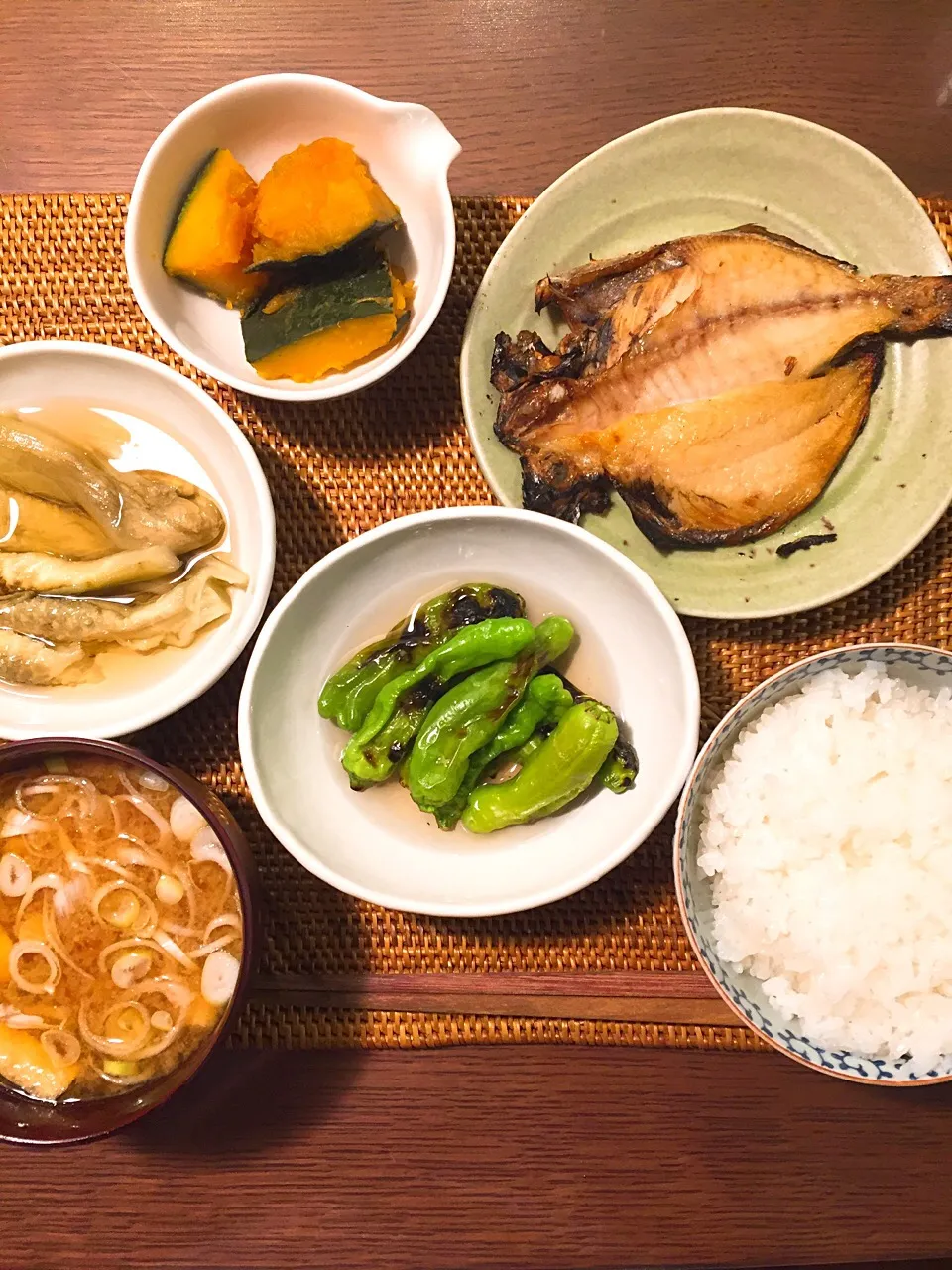 えぼ鯛、かぼちゃの煮付け、ししとう焼き、焼きなす|taka-chanさん