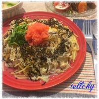 洋麺屋五右衛門のたらこと釜揚げしらすと湯葉の京風だし仕立て風パスタ😼🍴