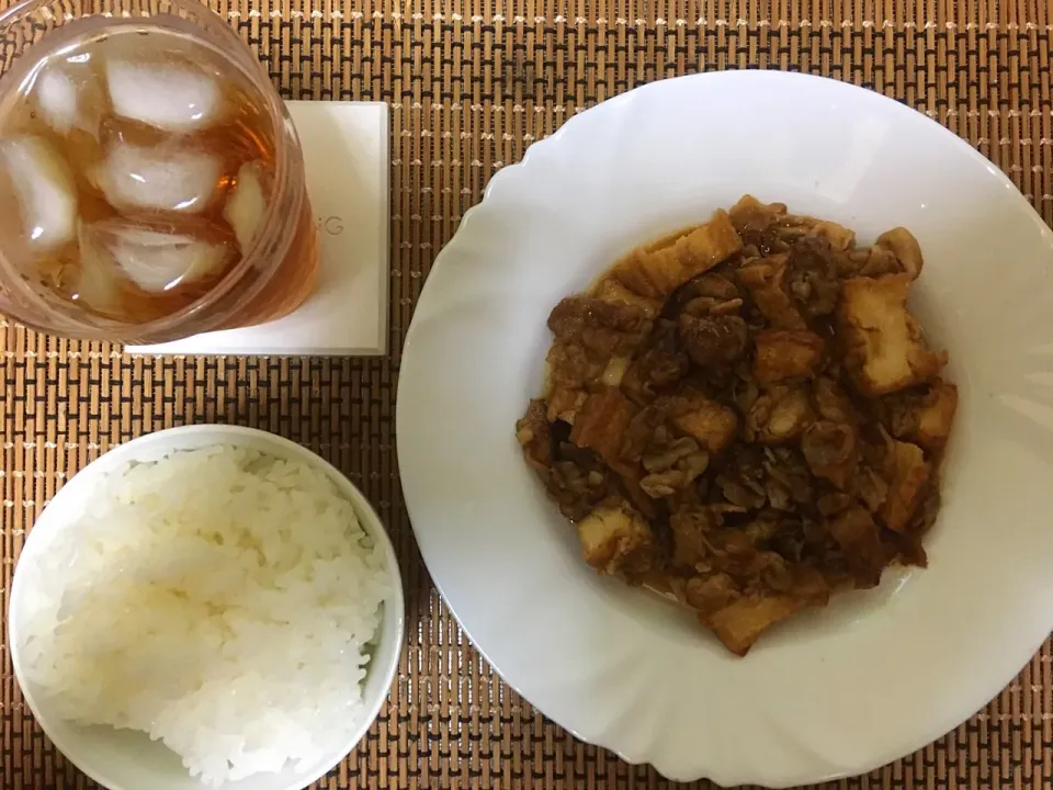 豚肉厚揚げ炒めご飯|ばーさんさん