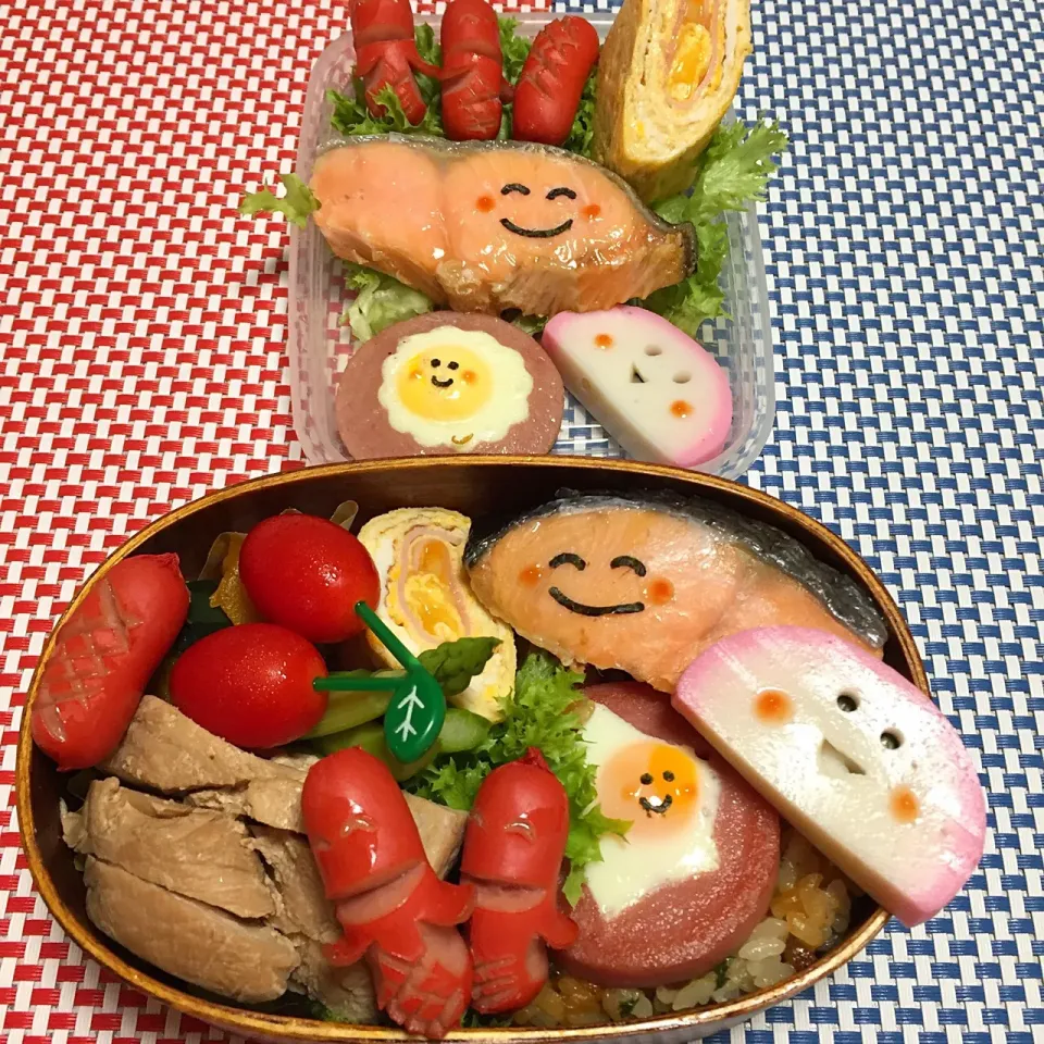 Snapdishの料理写真:2017年9月12日 オレ弁当＆ムスメ朝メシおかず（笑）|クッキングおやぢさん