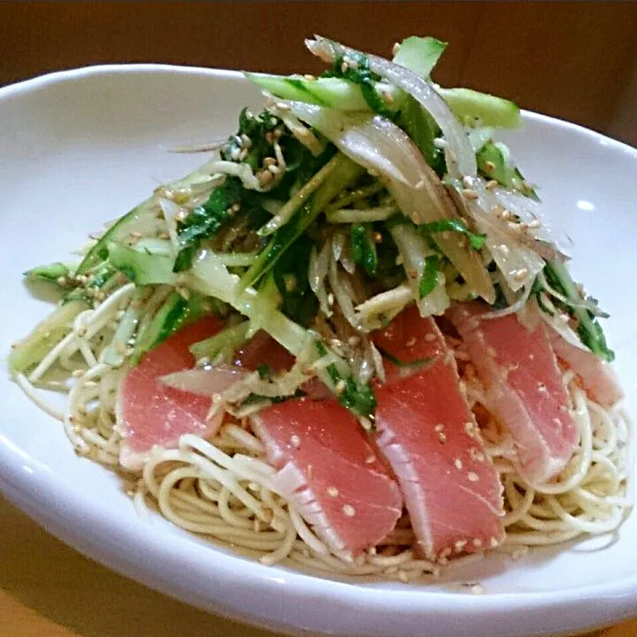 霜降り鮪と薬味の箸休め冷麺|mi_neneco♪さん