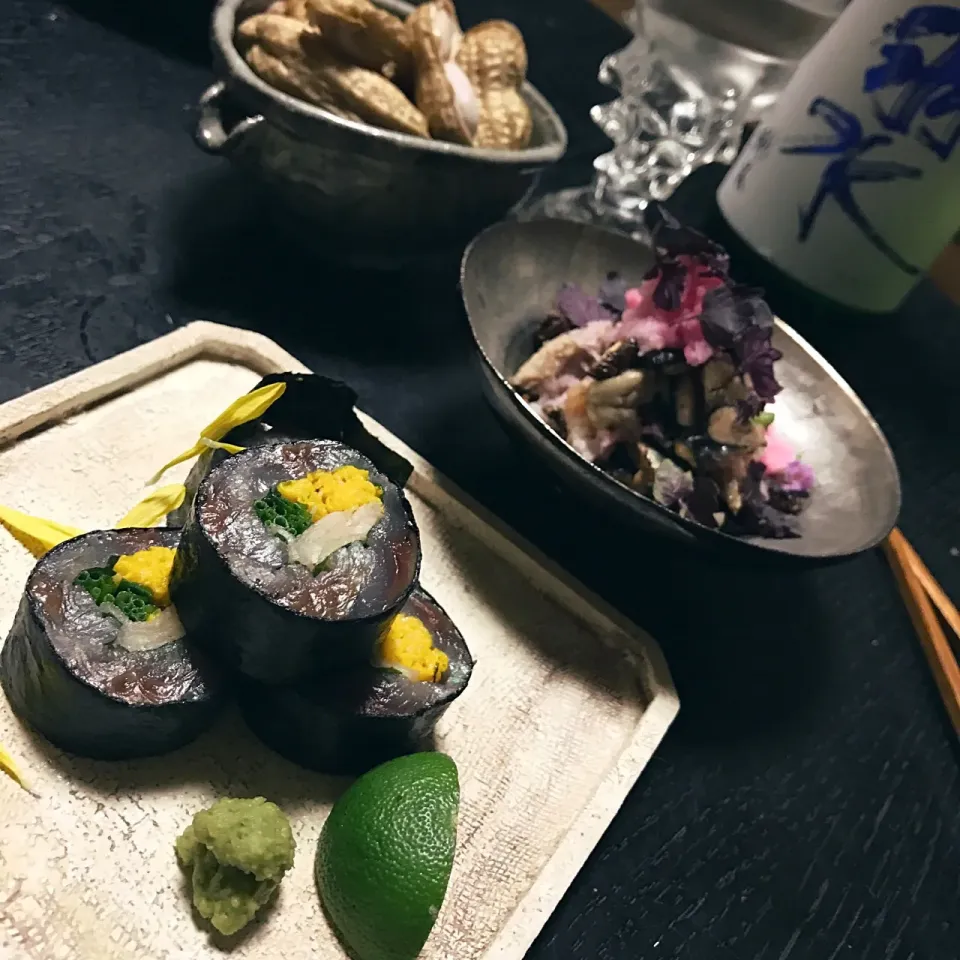 菊花と秋刀魚の磯辺巻き|やまださん