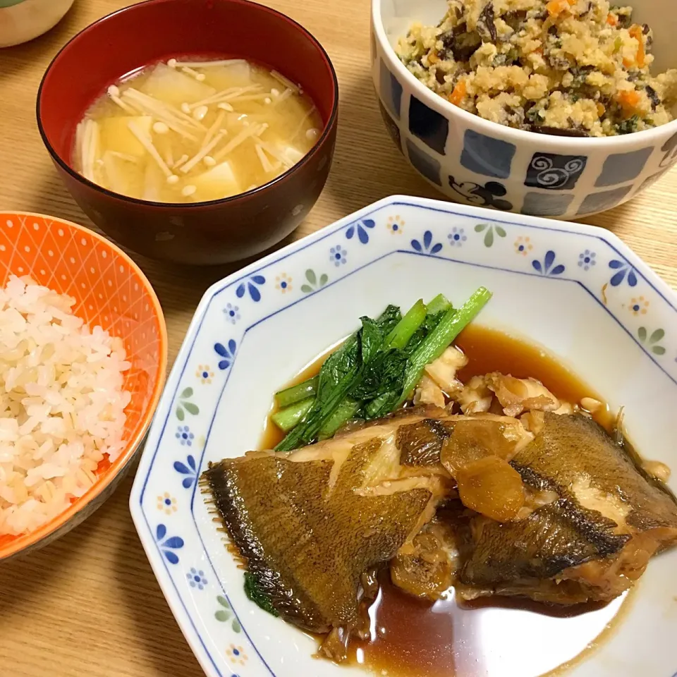 カレイの煮付け
卯の花
大根と豆腐とエノキの味噌汁|Kirarihahaさん