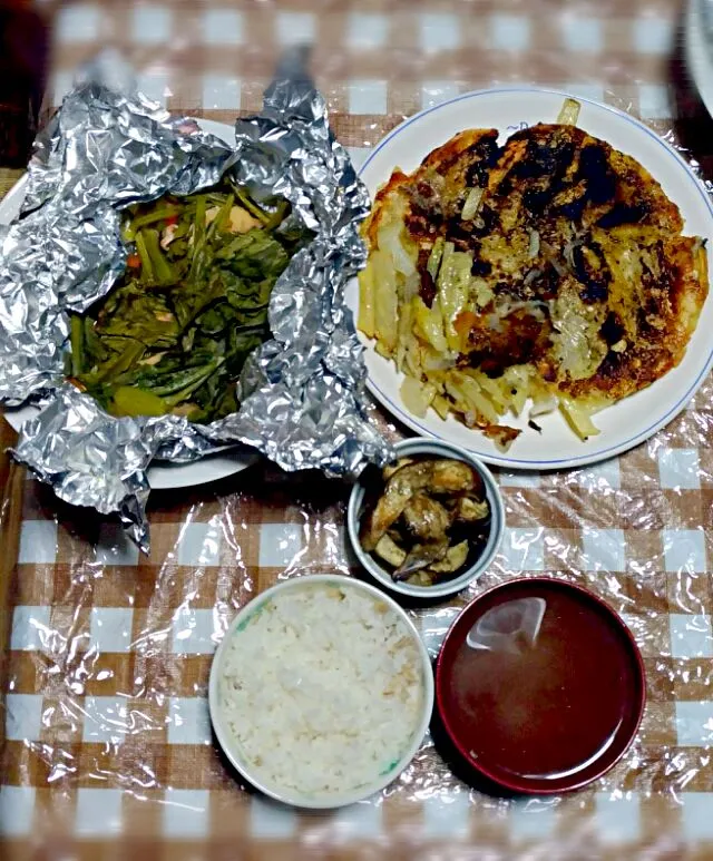 鮭と野菜のホイル焼き
じゃがいものがレット
焼き茄子ポン酢合え
蜆の味噌汁|時雨さん