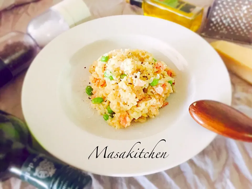 Snapdishの料理写真:Edamame&bacon risotto|Masakiさん