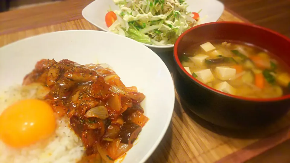 酢豚ﾓﾂ丼～
の晩ごはん✨|kaz(*･ω･)さん