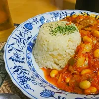 Snapdishの料理写真:鶏肉のバスク風&バターライス|Mutsukiさん