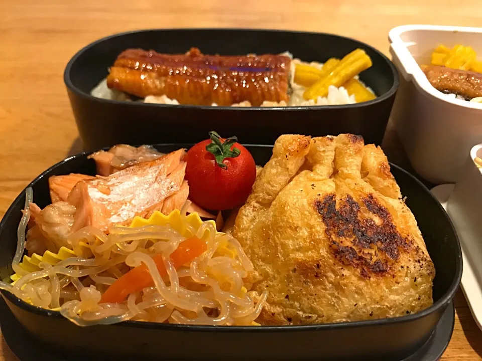 鰻とシャケと油揚げハムチーズ包み 弁当|myusicさん