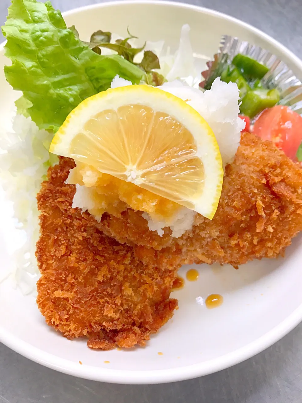 鯵フライおろしポン酢|学食おばちゃんさん