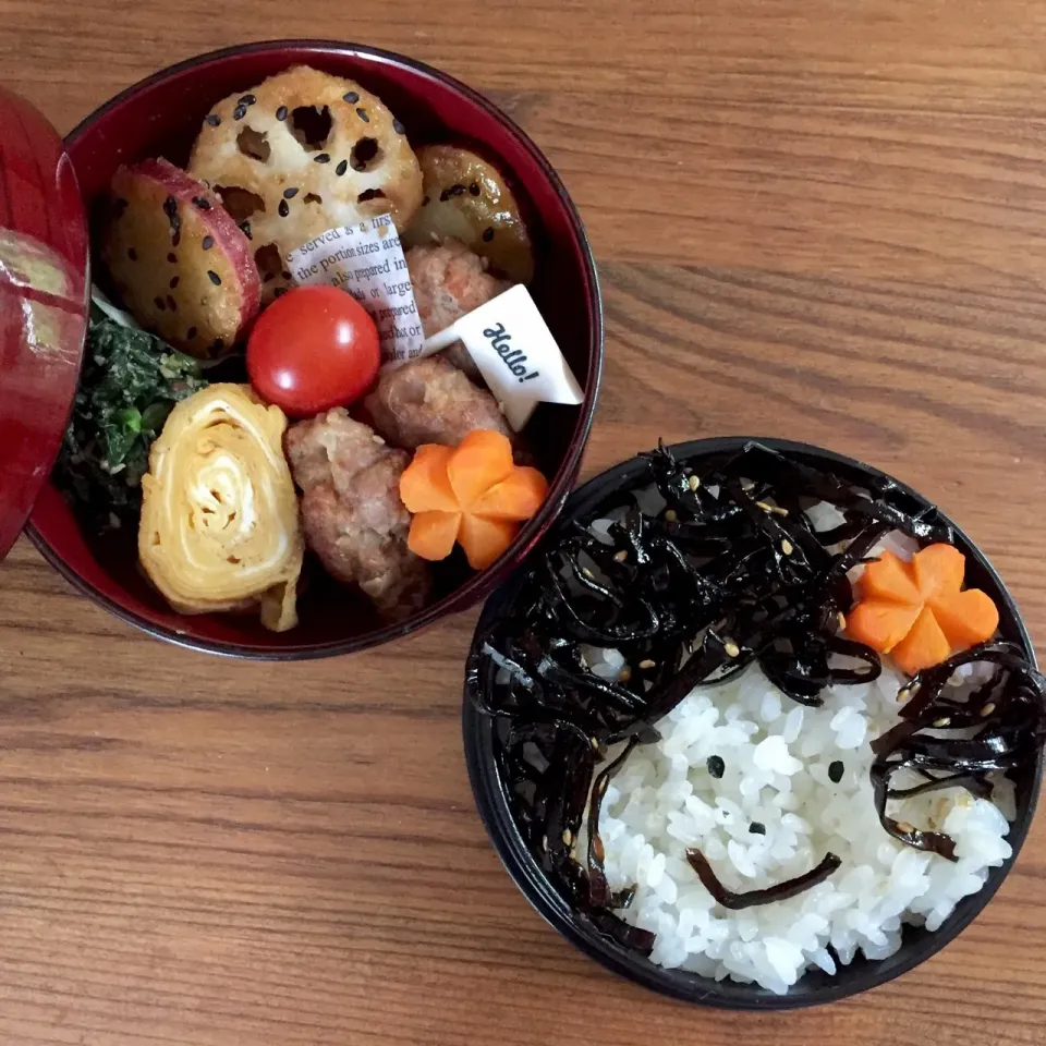 ともさんの料理 薩摩芋と蓮根のデパ地下風 
9/15 お弁当🍱|カタツムリさん