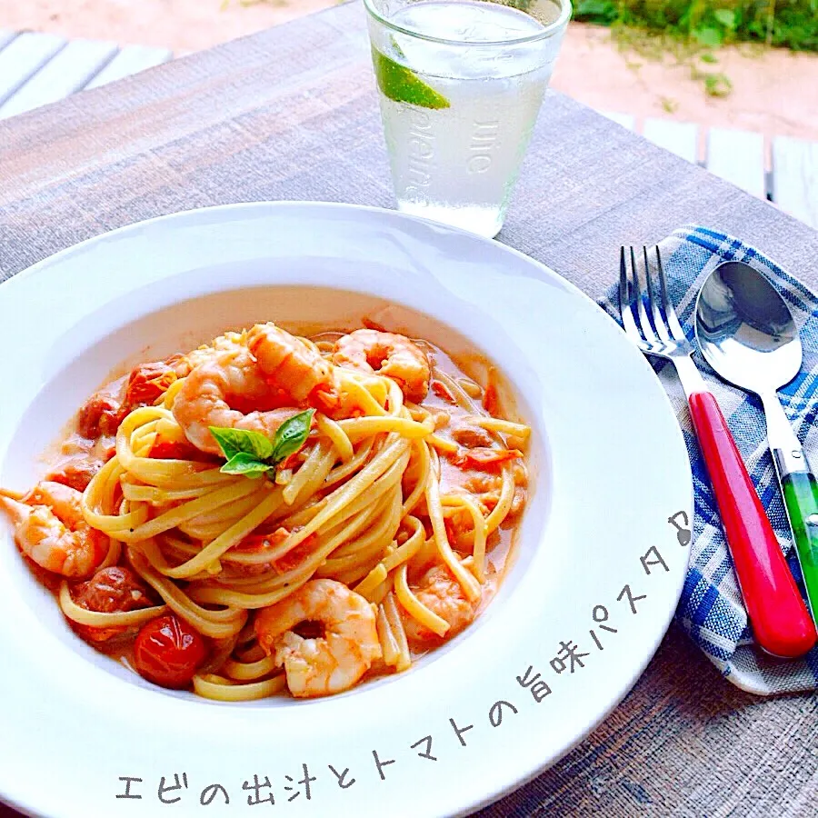 エビとミニトマトだけで簡単濃厚！トマトクリームパスタ☆ - ふじたかなの"いつも美味しい！もの探し"|ふじたかなさん