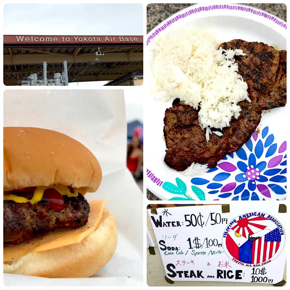 横田基地の友好祭で食べたチーズバーガー🍔とSteak & Rice
#友好祭2017 #ステーキ #チーズバーガー #タイ米 #アメリカン|たまこっこさん