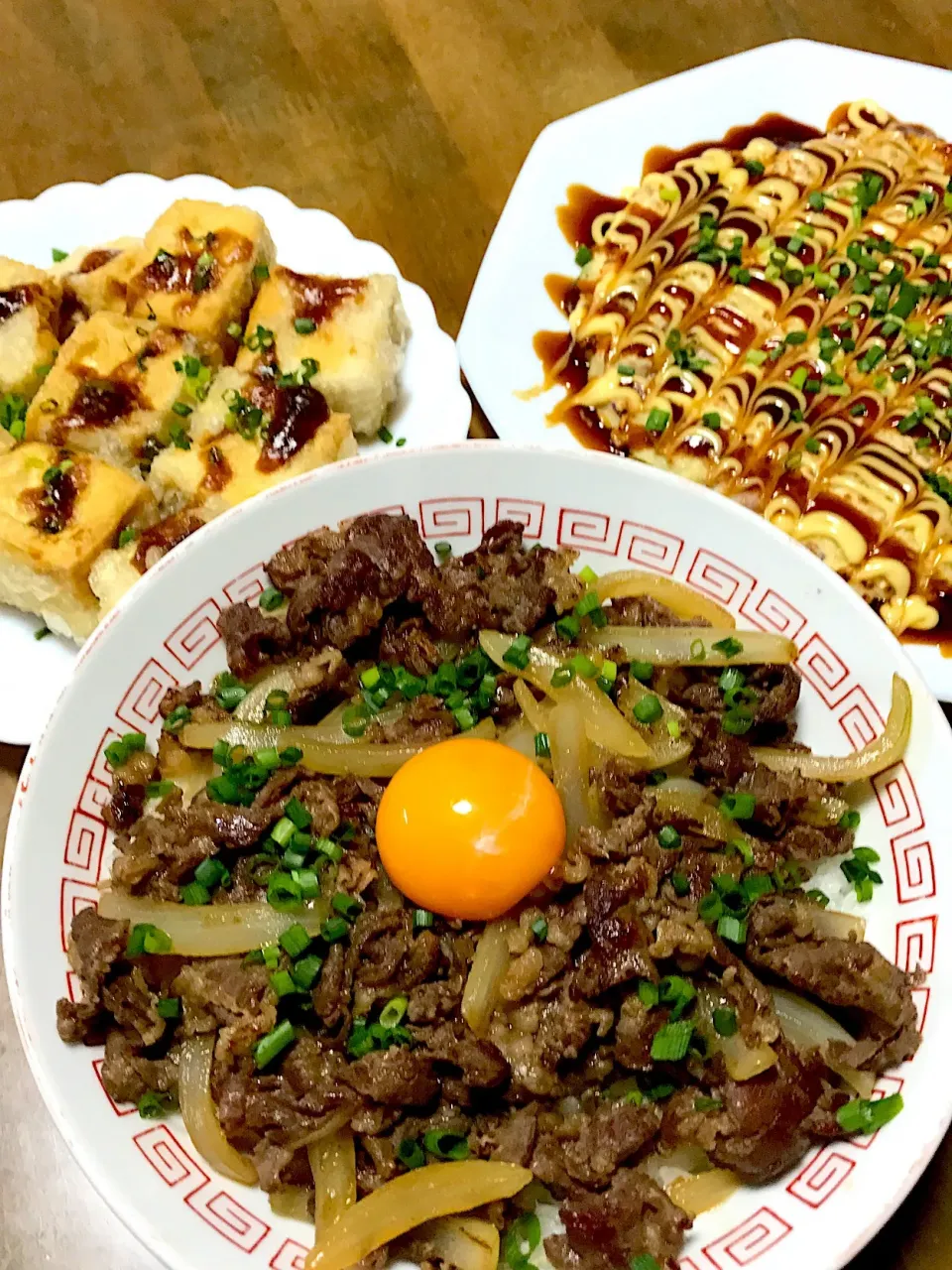 牛丼、お好み焼き、あんかけ豆腐💖|Norio Fukudaさん